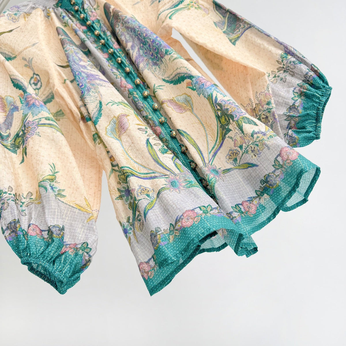 The Indra Billow Blouse Short in Cream Scarf Floral Two piece Set