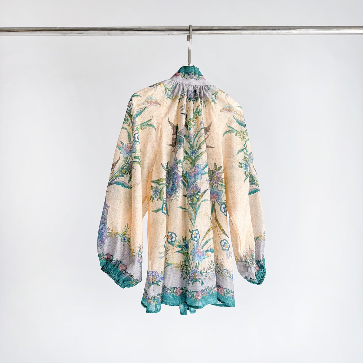 The Indra Billow Blouse Short in Cream Scarf Floral Two piece Set