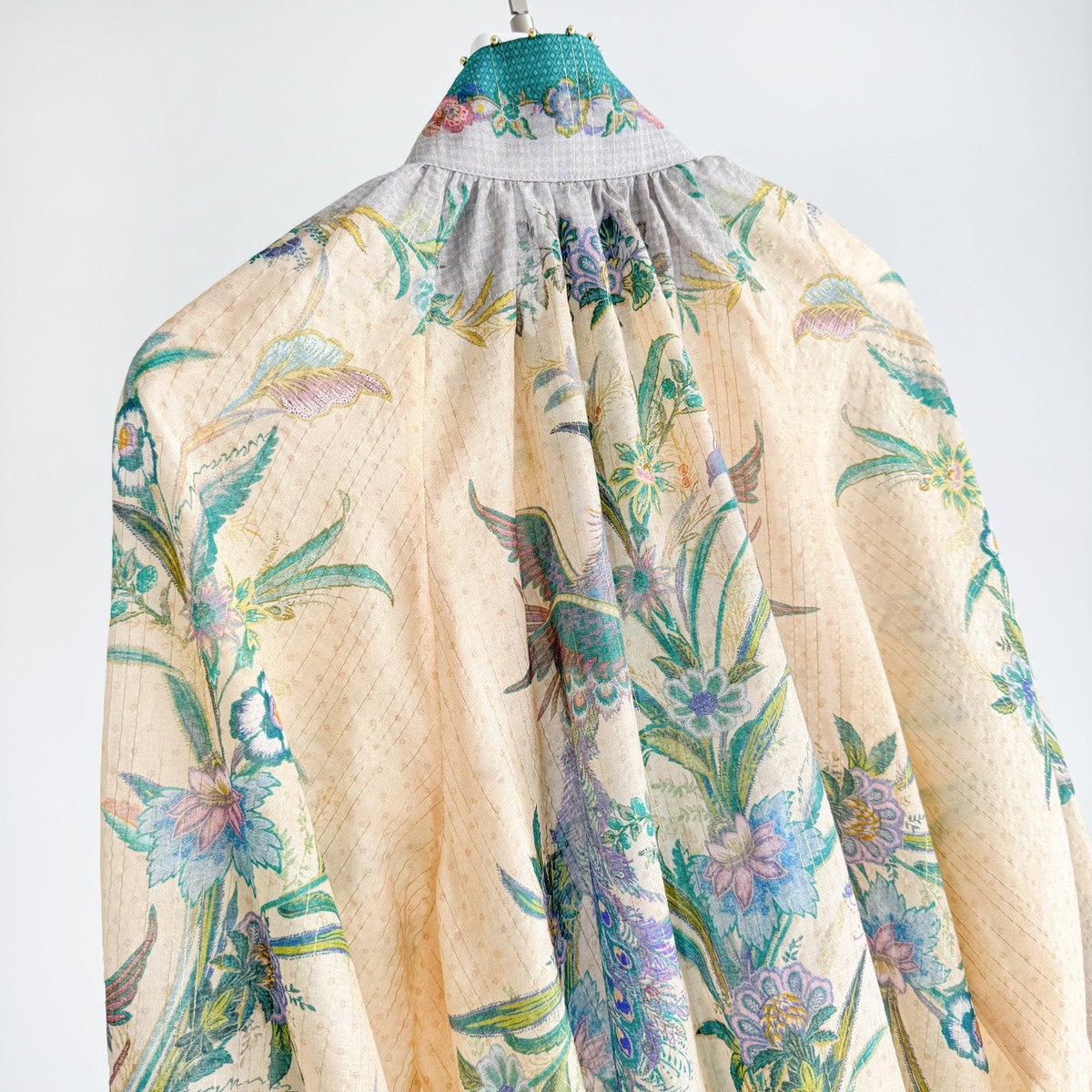 The Indra Billow Blouse Short in Cream Scarf Floral Two piece Set