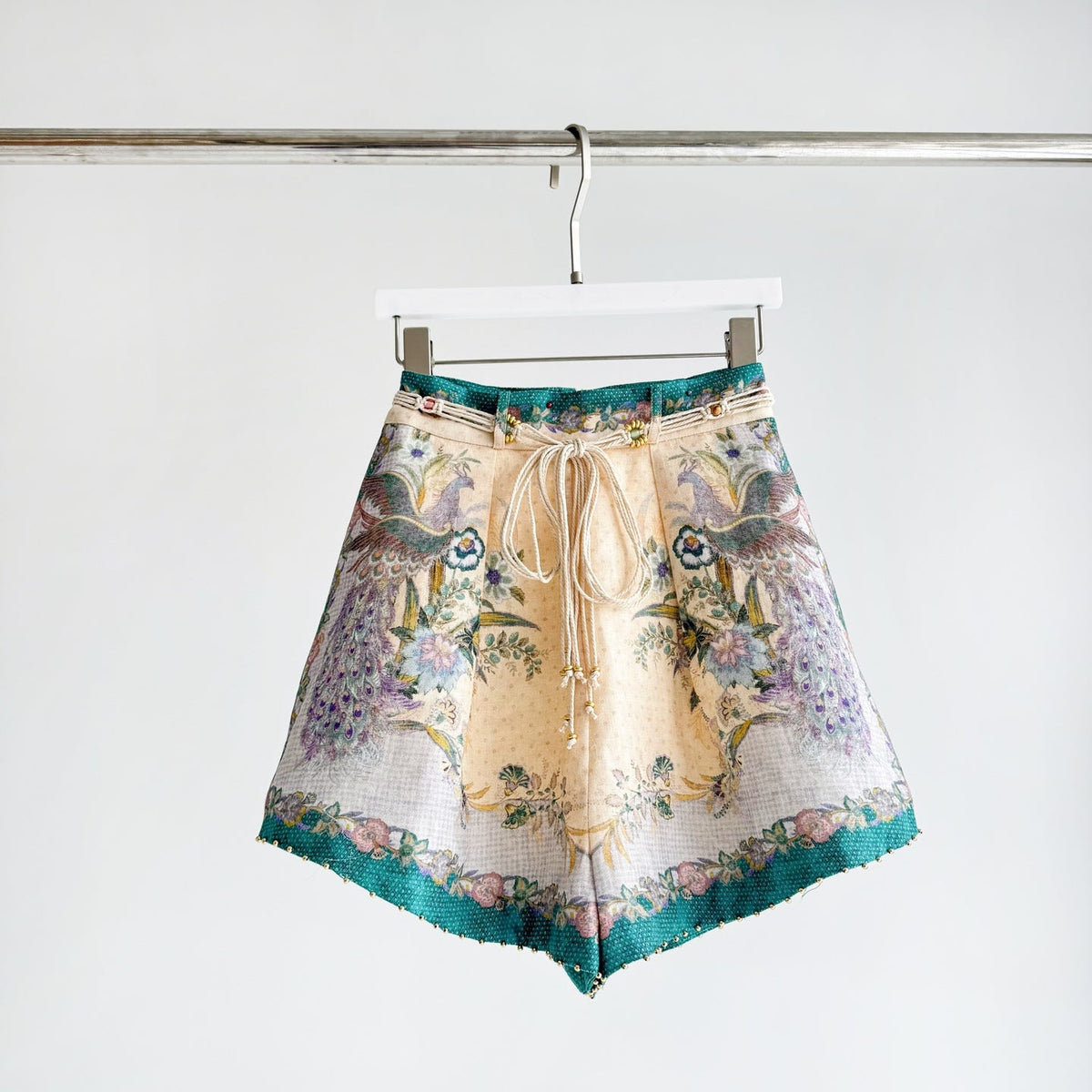 The Indra Billow Blouse Short in Cream Scarf Floral Two piece Set