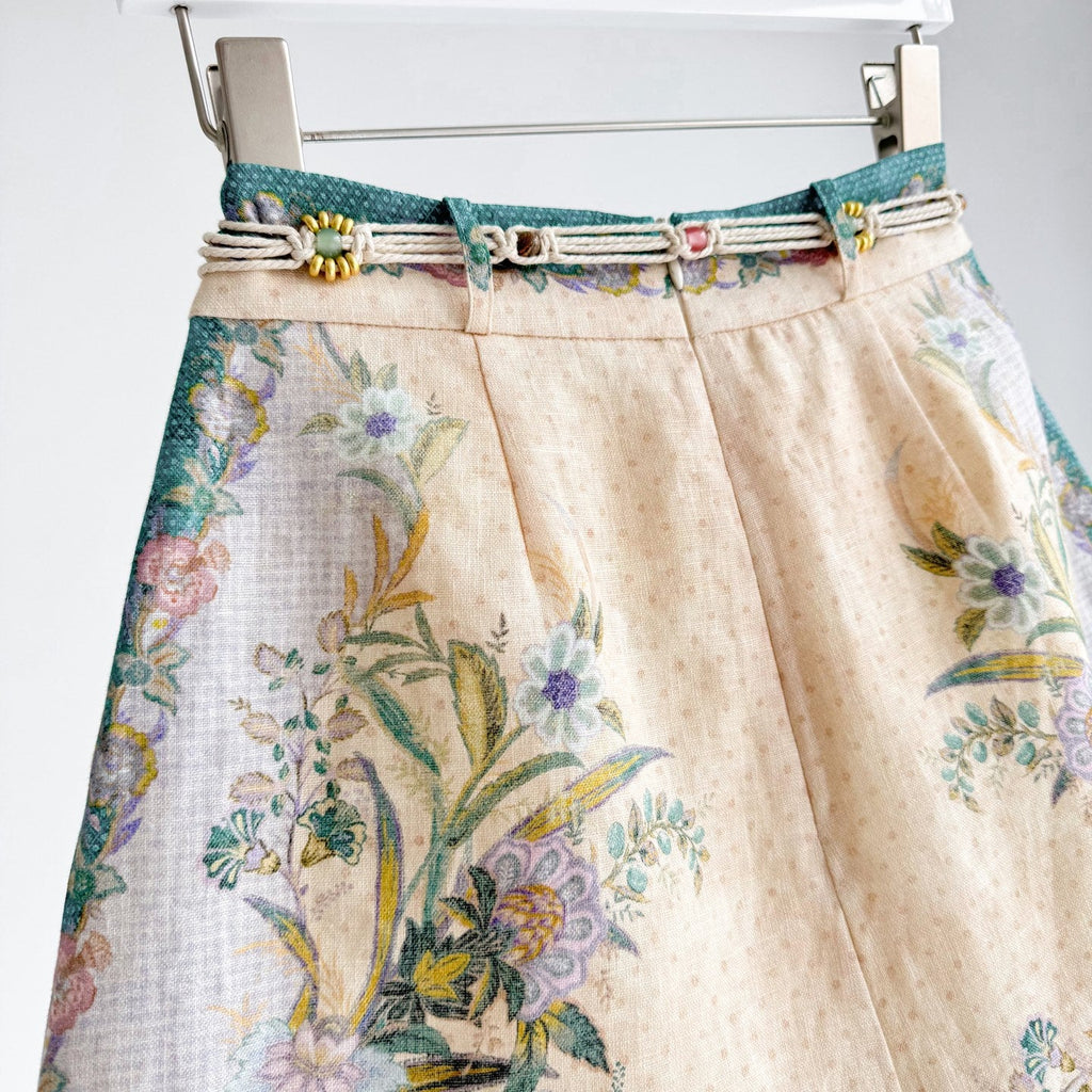 The Indra Billow Blouse Short in Cream Scarf Floral Two piece Set