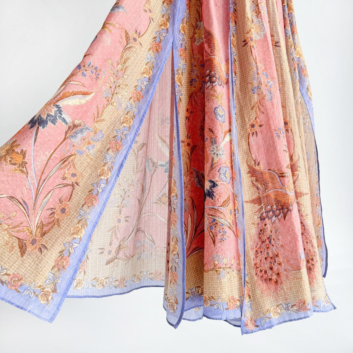 The Indra Plunge Halter Maxi Dress in Pink Scarf Floral