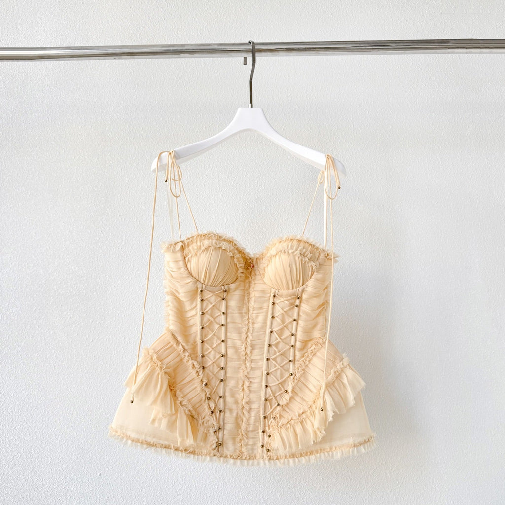 The Rebellion Frayed Corset in Cream