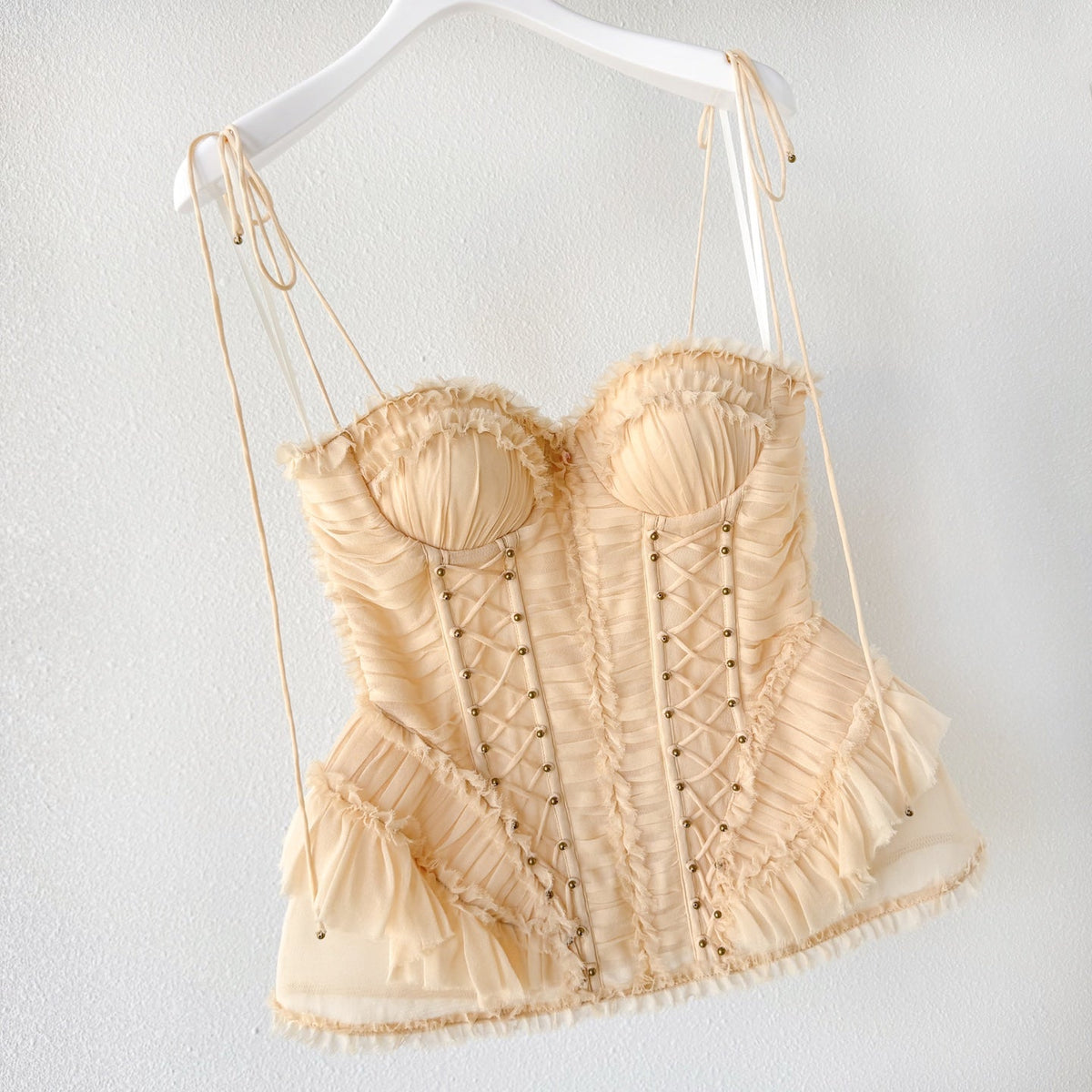 The Rebellion Frayed Corset in Cream