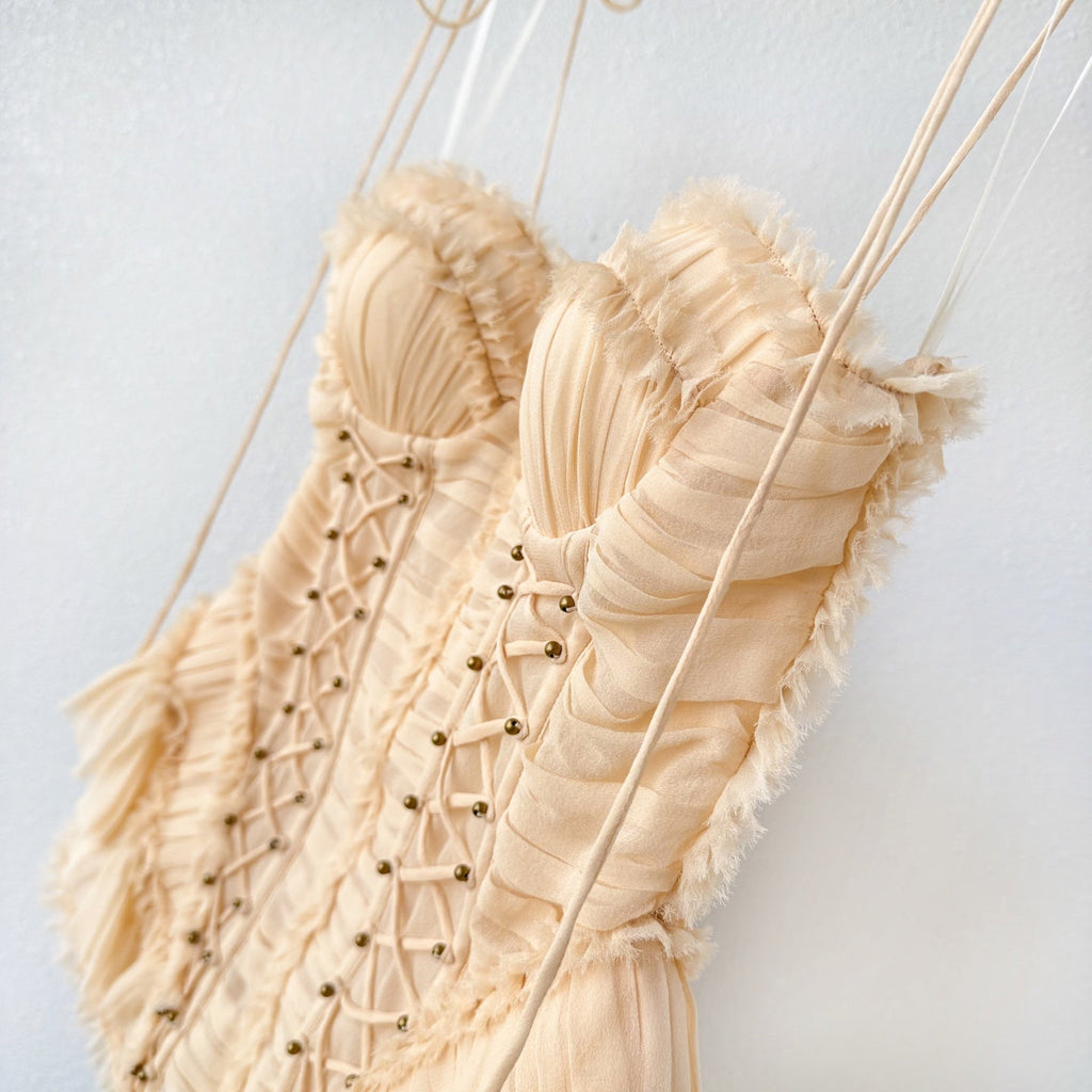 The Rebellion Frayed Corset in Cream