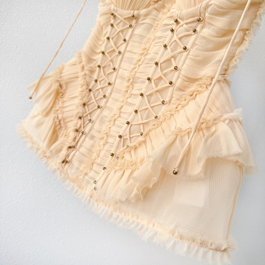 The Rebellion Frayed Corset in Cream