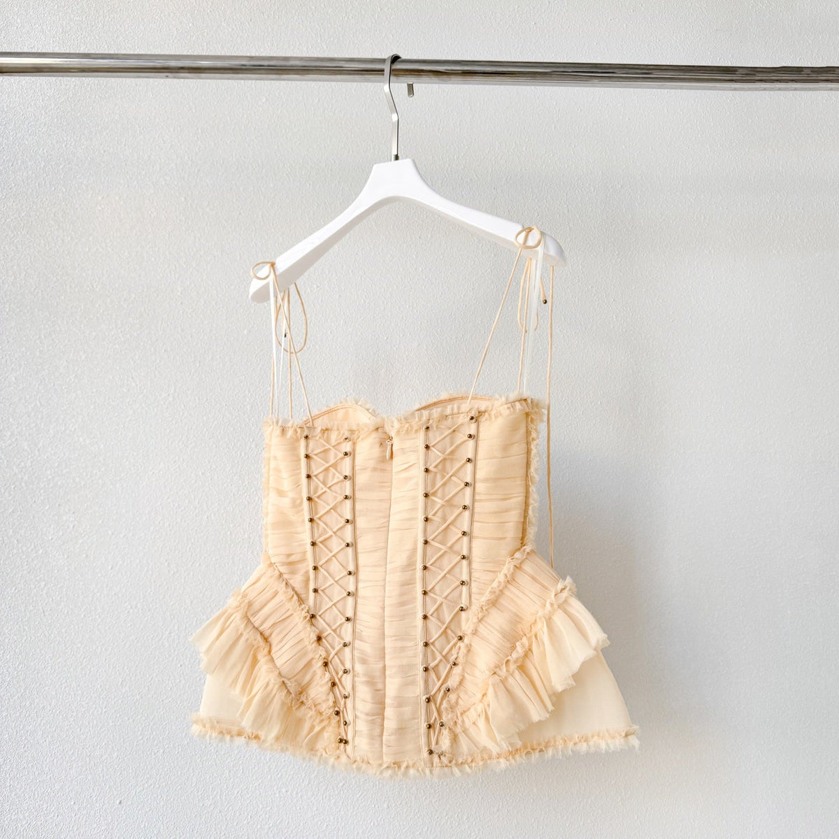 The Rebellion Frayed Corset in Cream