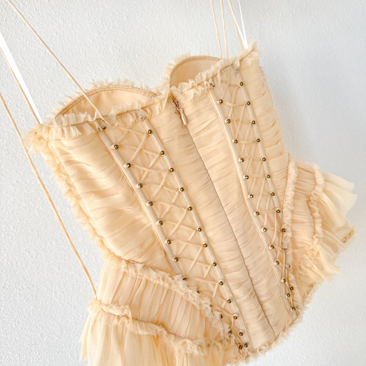 The Rebellion Frayed Corset in Cream