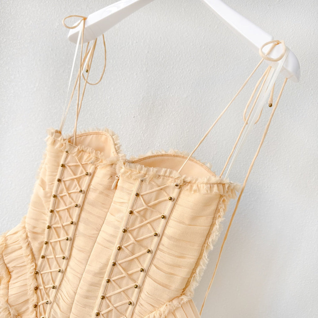 The Rebellion Frayed Corset in Cream